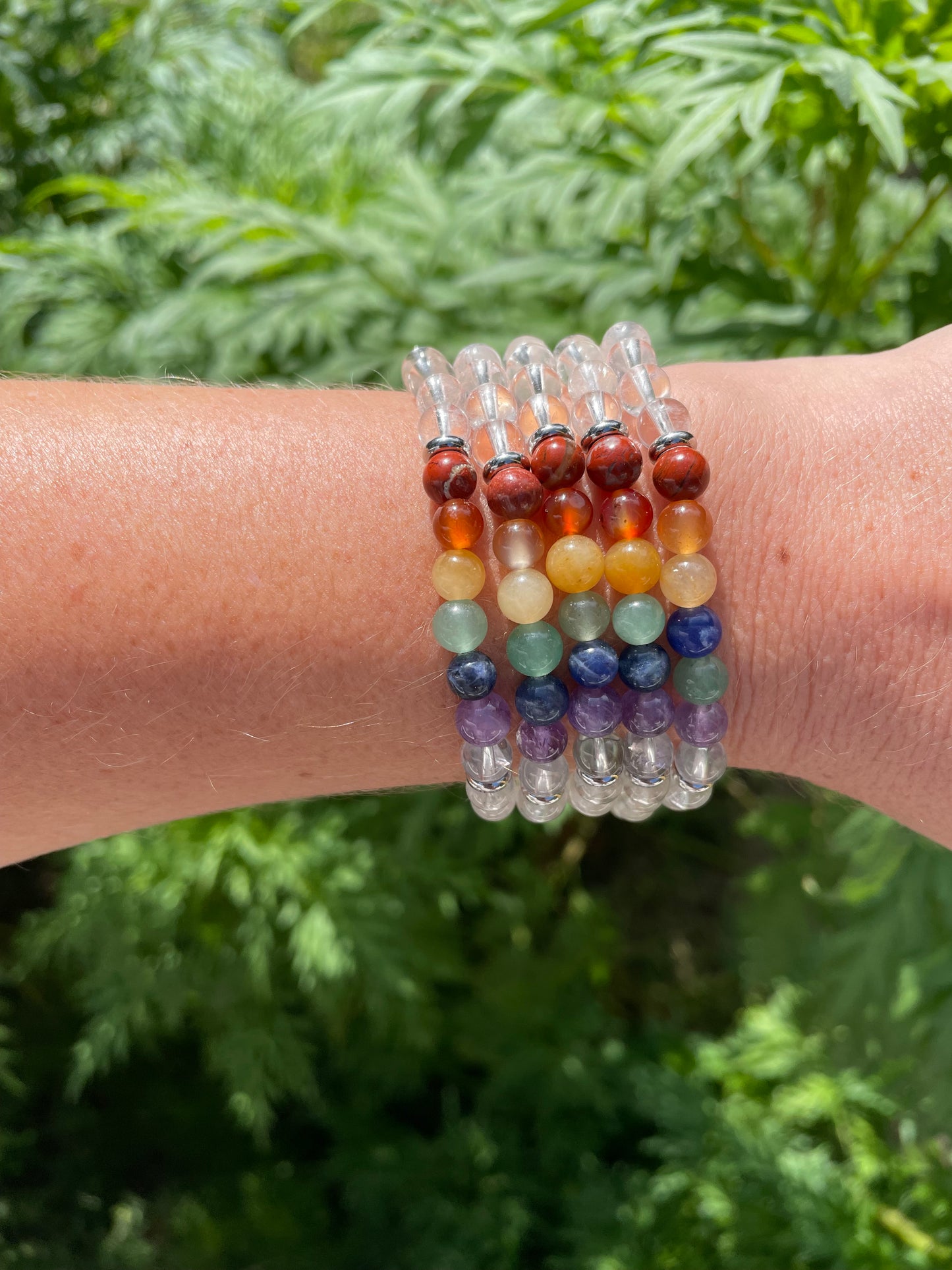 Clear Quartz & 7 Chakra bracelet 6mm