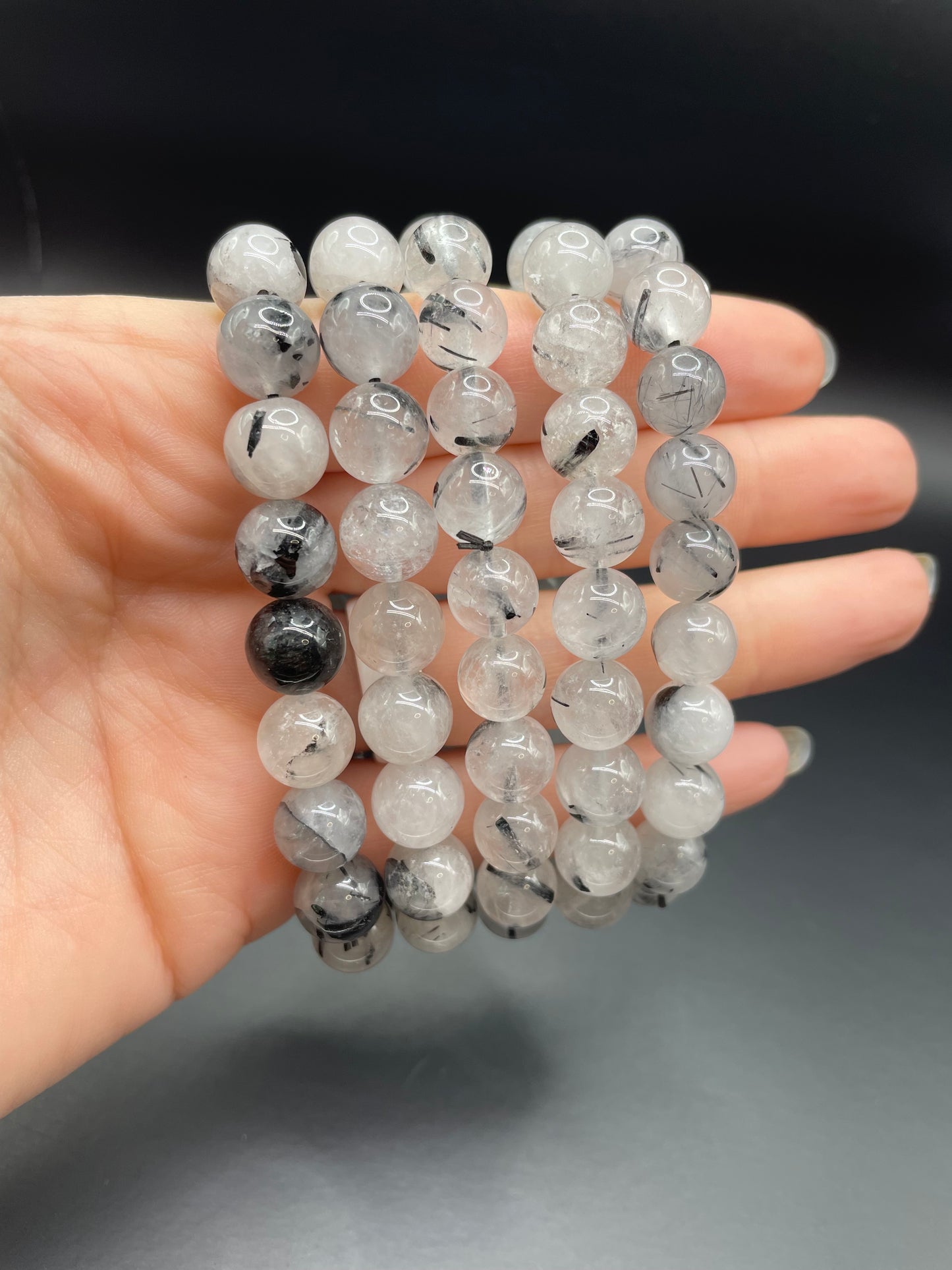 Tourmalinated Quartz bracelet 8mm