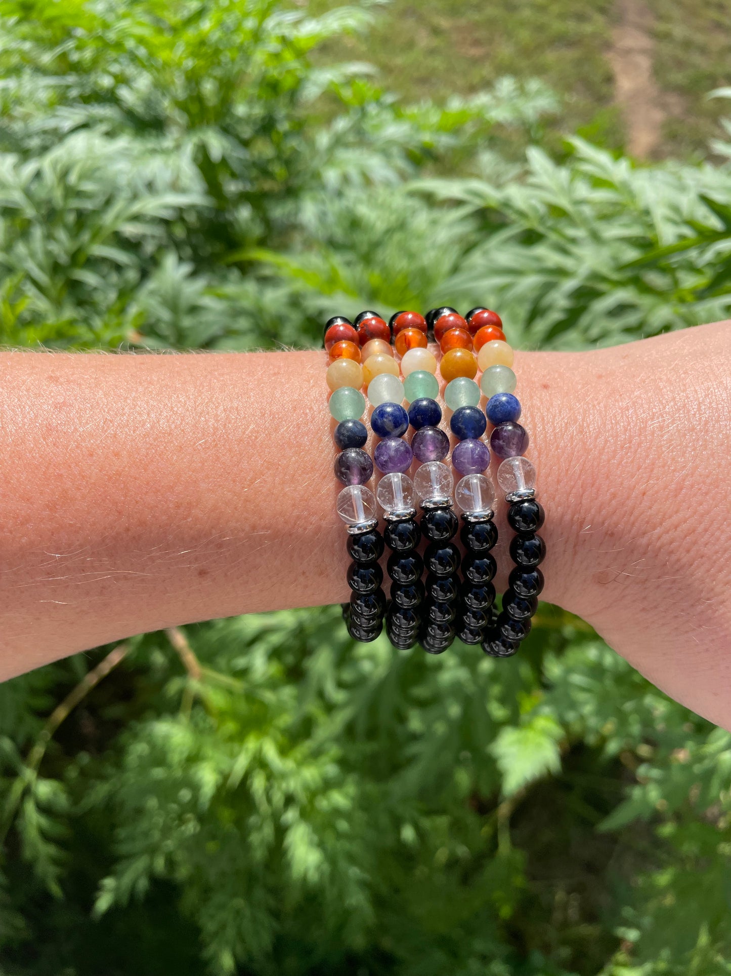Onyx & 7 Chakra bracelet 6mm