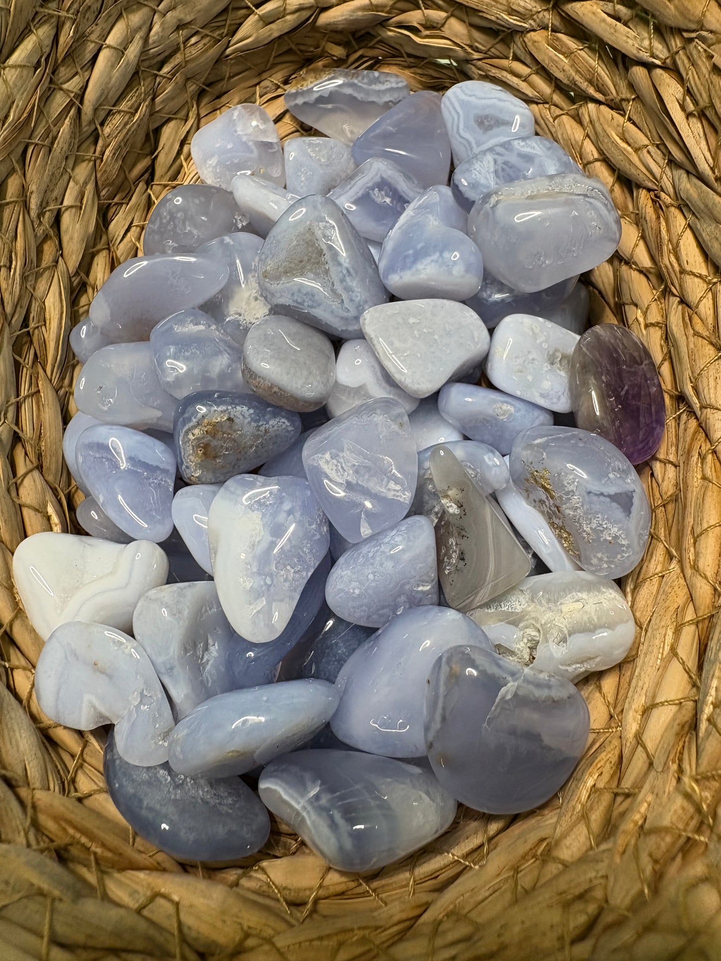 Blue Lace Agate tumbled stone