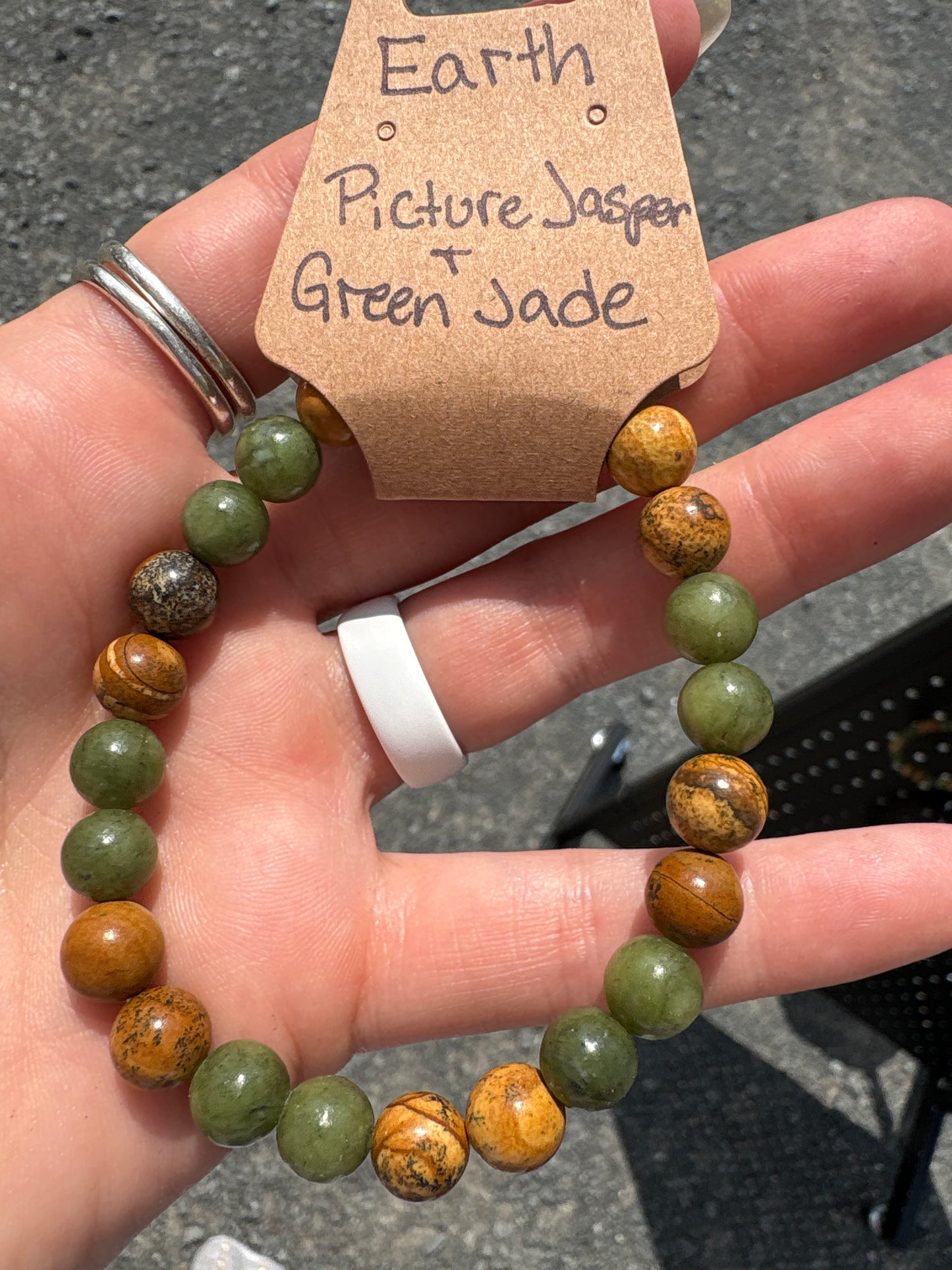 Picture Jasper & Green Jade (Earth) bracelet 8mm