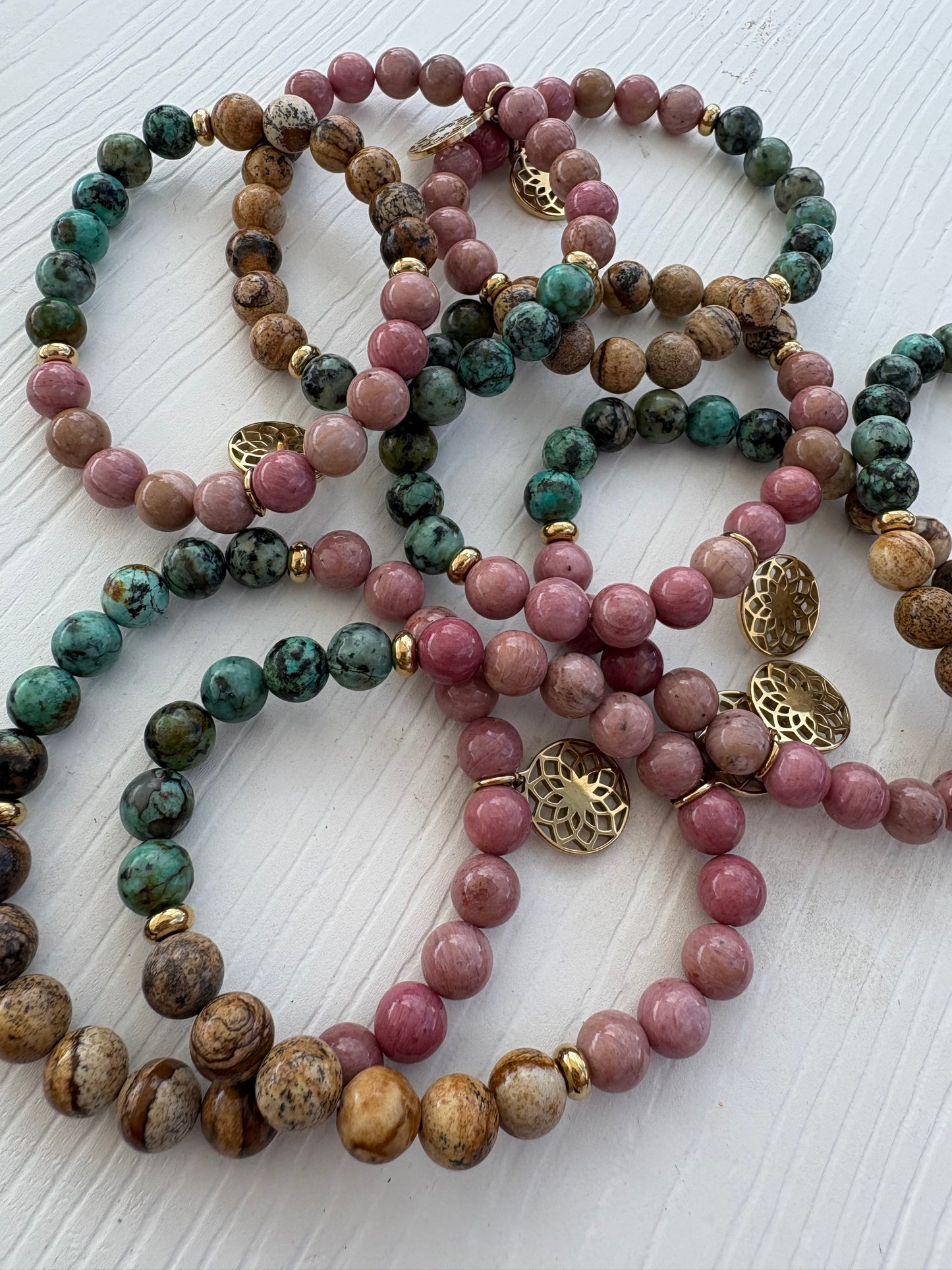 Picture Jasper • Rhodonite • Africa Turquoise Bracelet