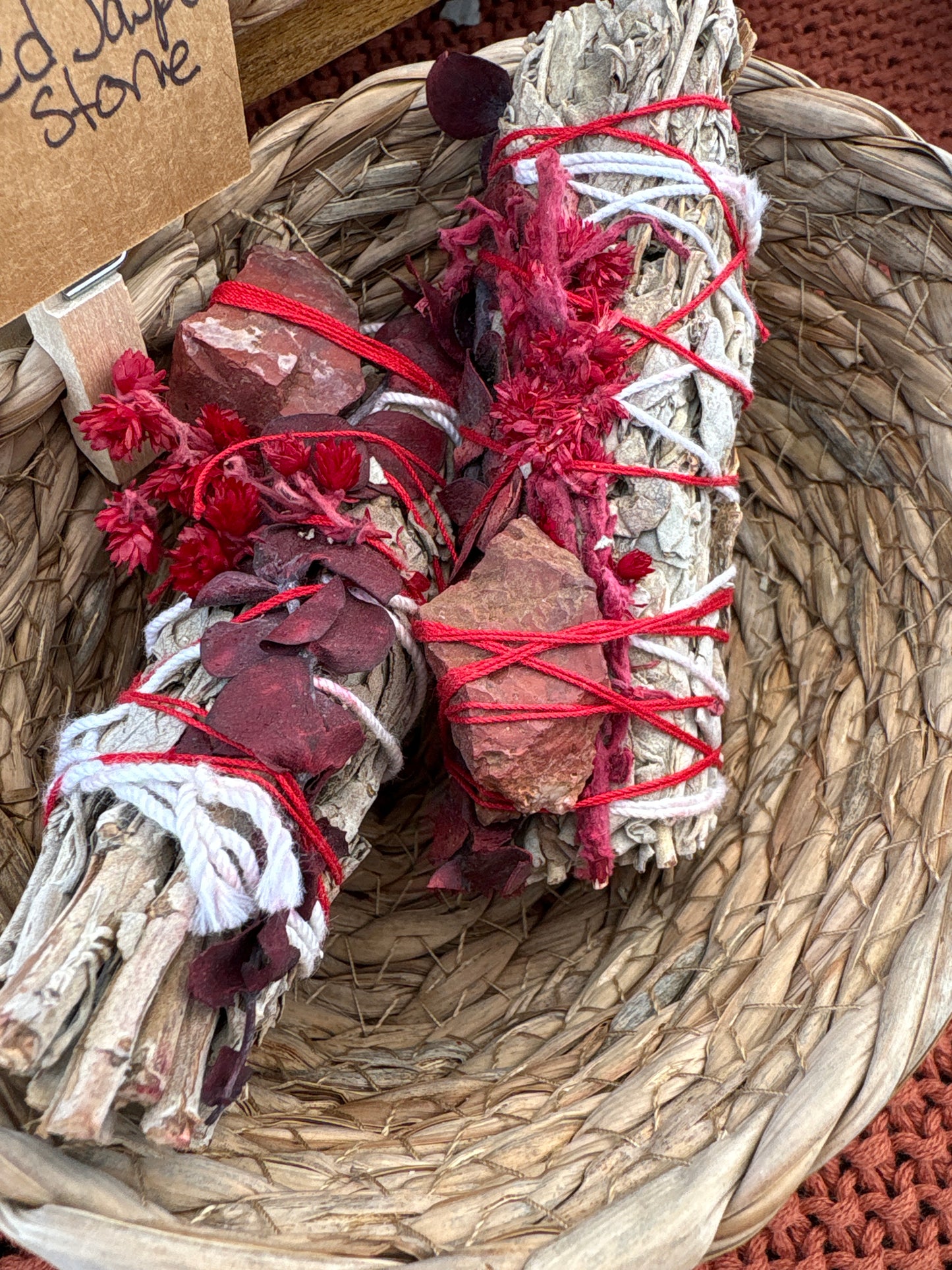 Eucalyptus sage bundle w/red jasper stone