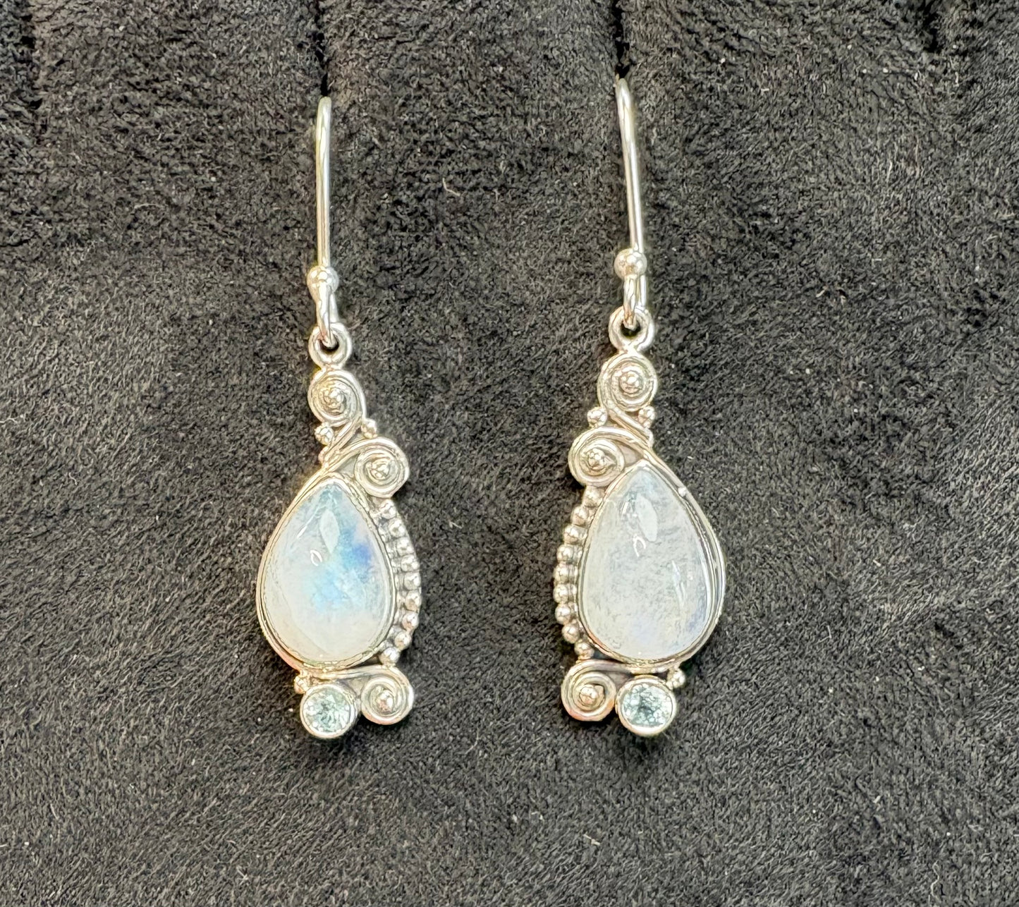 Rainbow Moonstone Sterling Silver Earrings #2| Intuition • Feminine Energy • Protection