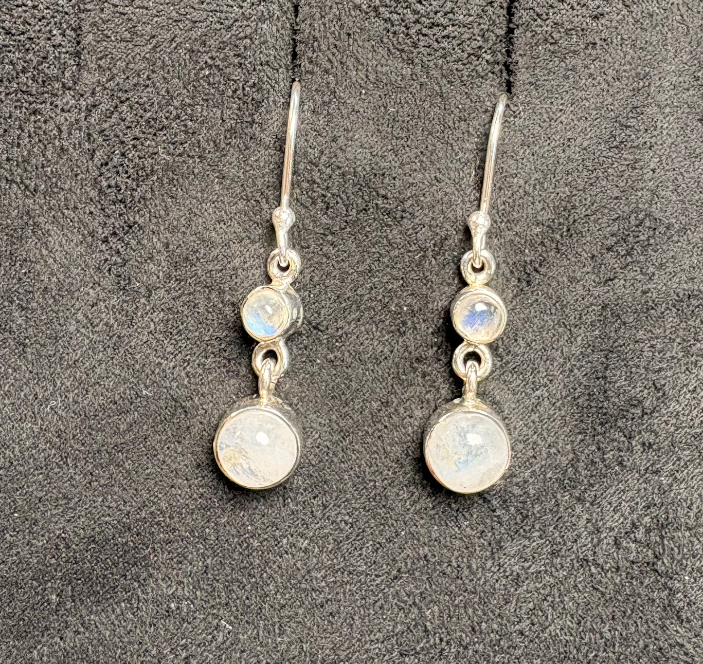 Rainbow Moonstone Sterling Silver Earrings #1| Intuition • Feminine Energy • Protection