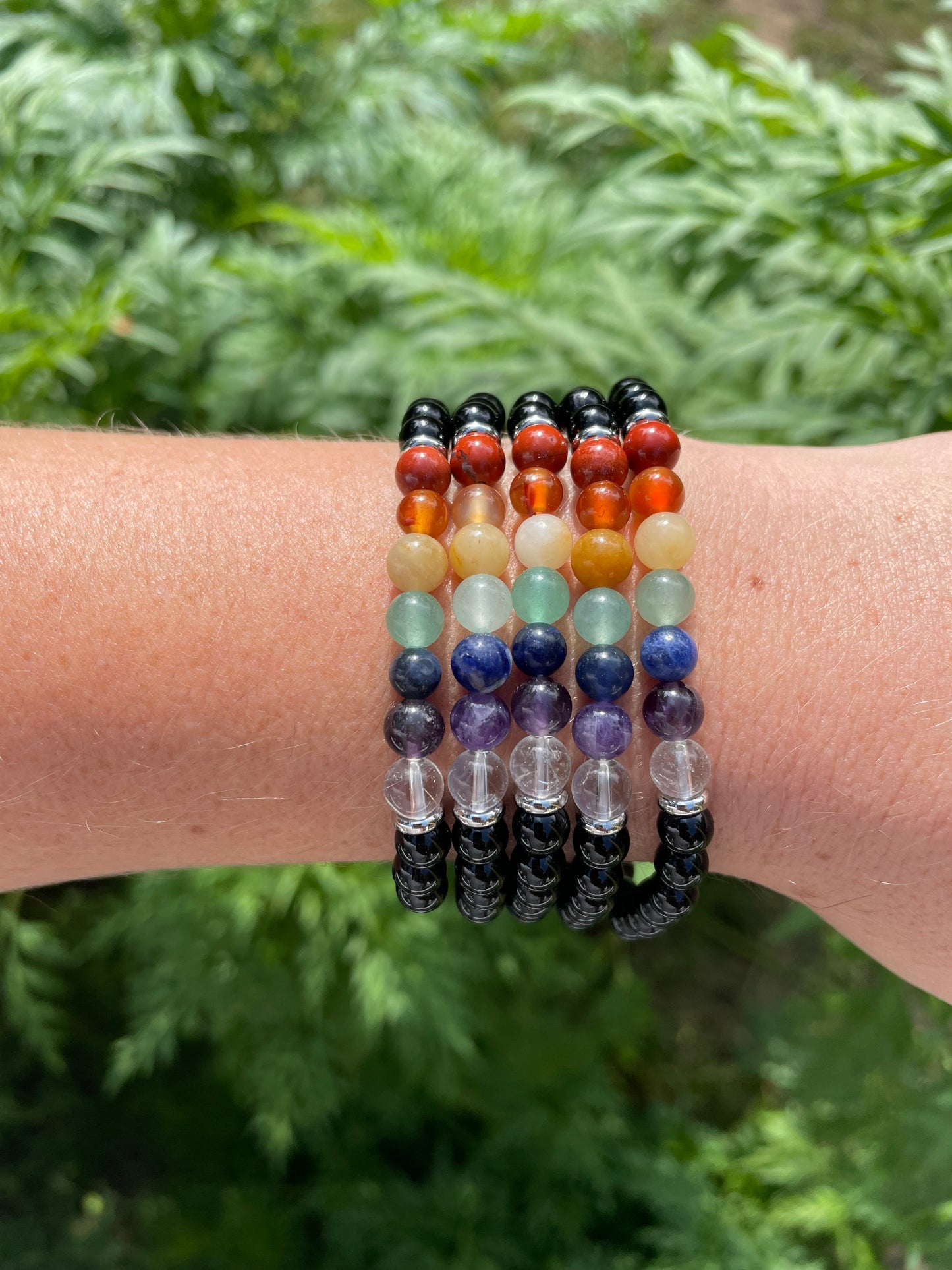 Onyx & 7 Chakra bracelet 6mm