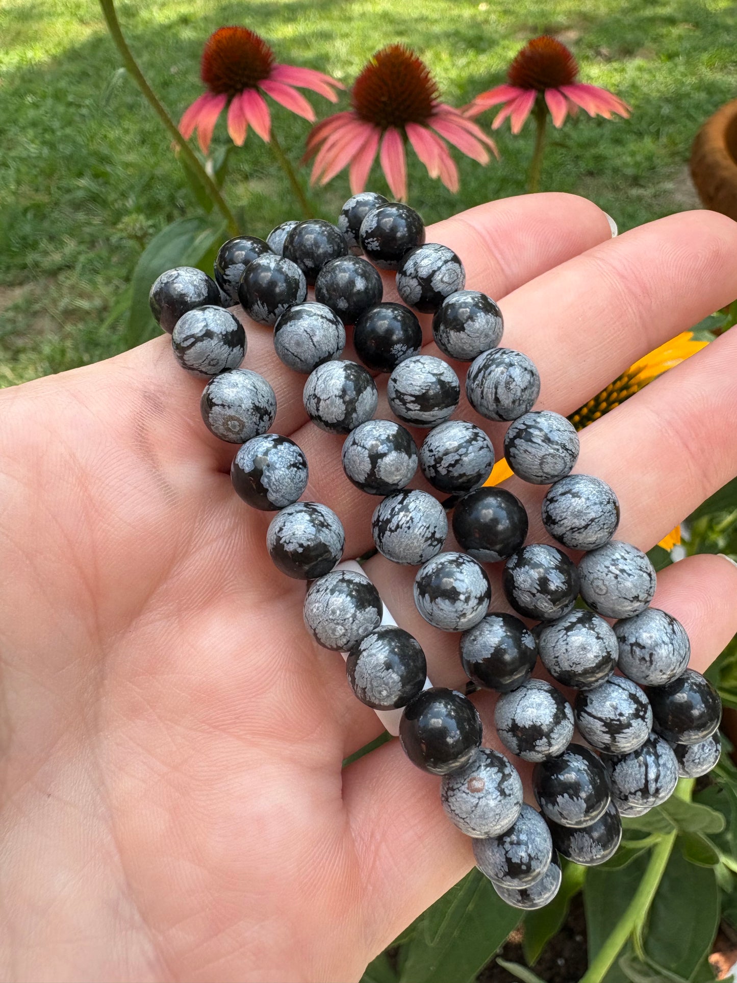 Snowflake obsidian bracelet 8mm
