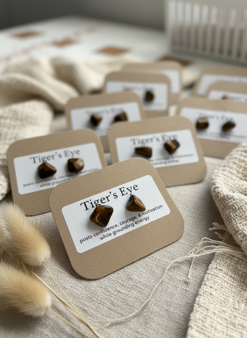 Natural Crystal Chip Stud Earrings