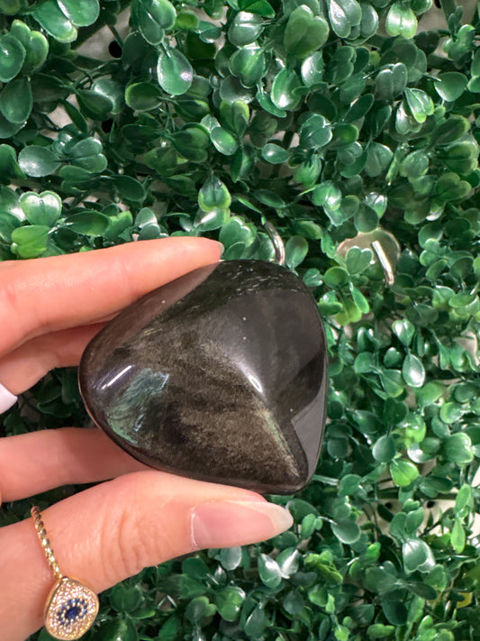 Golden sheen obsidian heart