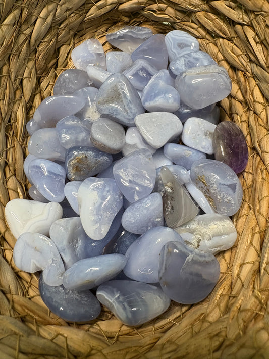 Blue Lace Agate tumbled stone