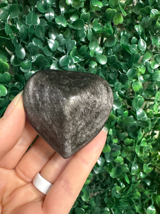 Silver Sheen Obsidian heart