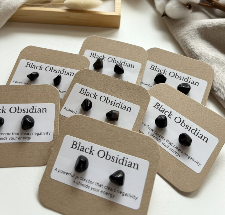 Natural Crystal Chip Stud Earrings