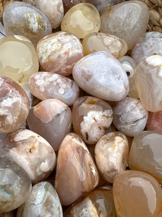 Flower Agate tumble stone ￼