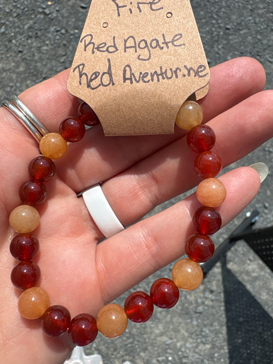 Red Agate & Red Aventurine (Fire) bracelet 8mm