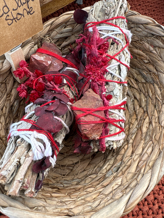 Eucalyptus sage bundle w/red jasper stone