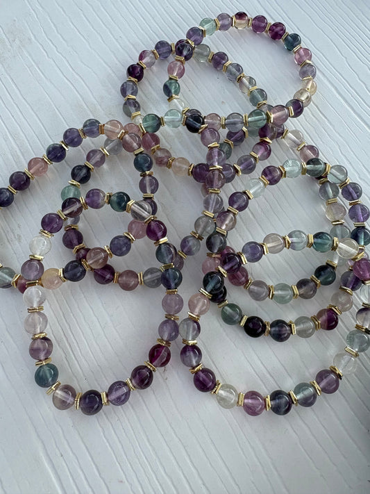 Rainbow Fluorite w/spacers Bracelet