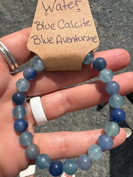 Blue Calcite & Blue Aventurine (Water) bracelet 8mm