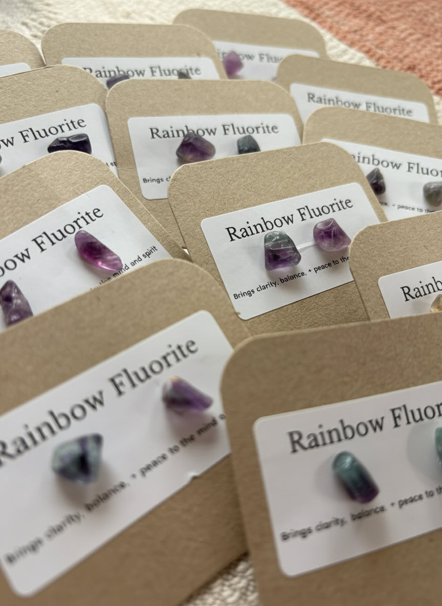 Natural Crystal Chip Stud Earrings