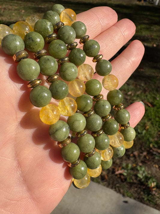 Green Jade+Citrine Bracelet