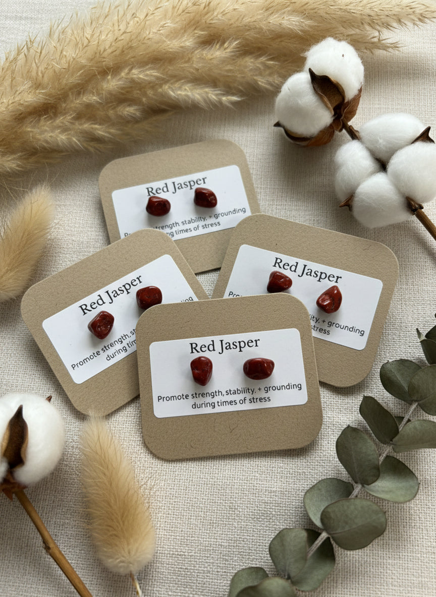 Natural Crystal Chip Stud Earrings