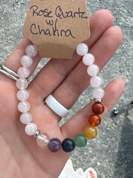 Rose Quartz w/Chakra bracelet 8mm