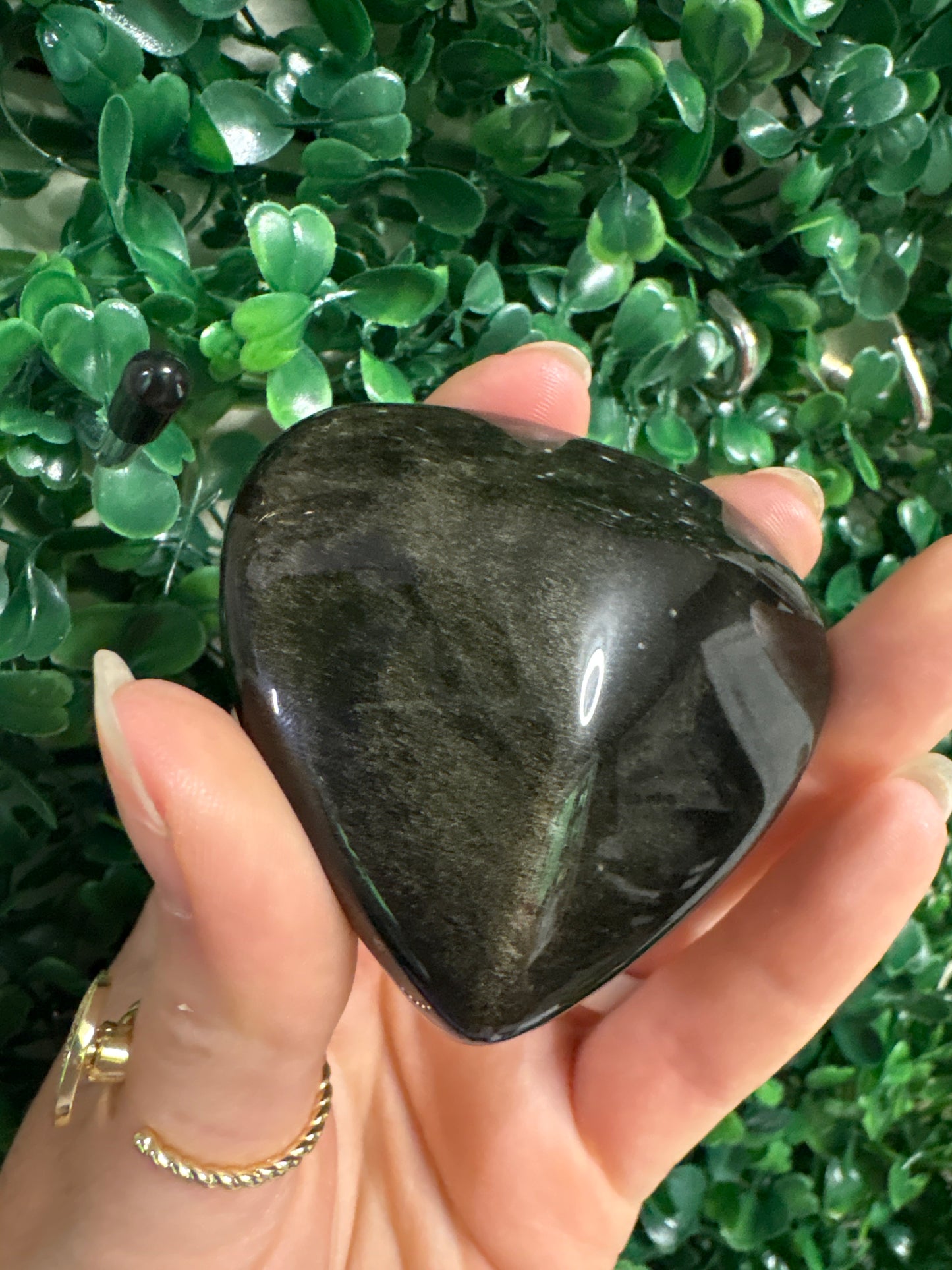 Golden sheen obsidian heart