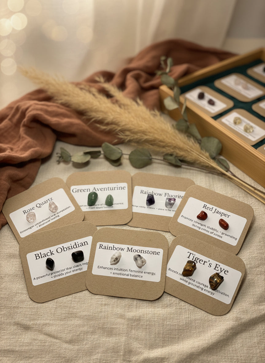 Natural Crystal Chip Stud Earrings