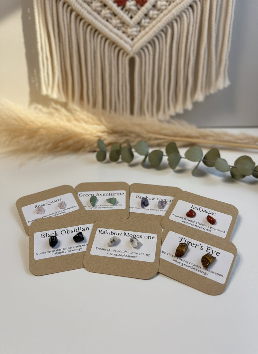 Natural Crystal Chip Stud Earrings