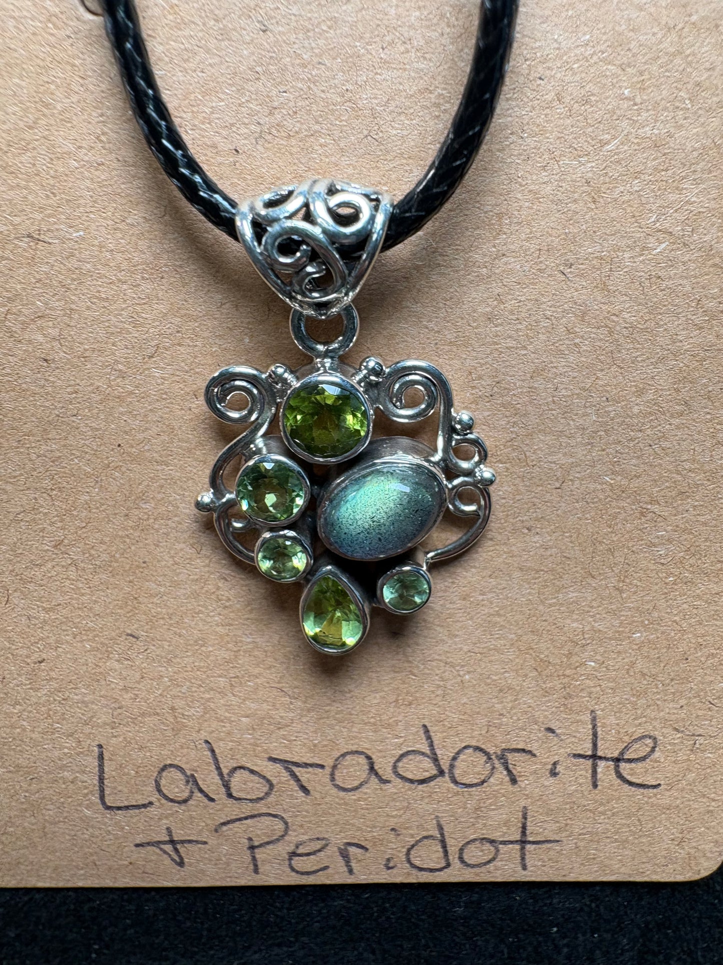 Labradorite/ Peridot Pendant Necklace| Protection, Abundance, Transformation