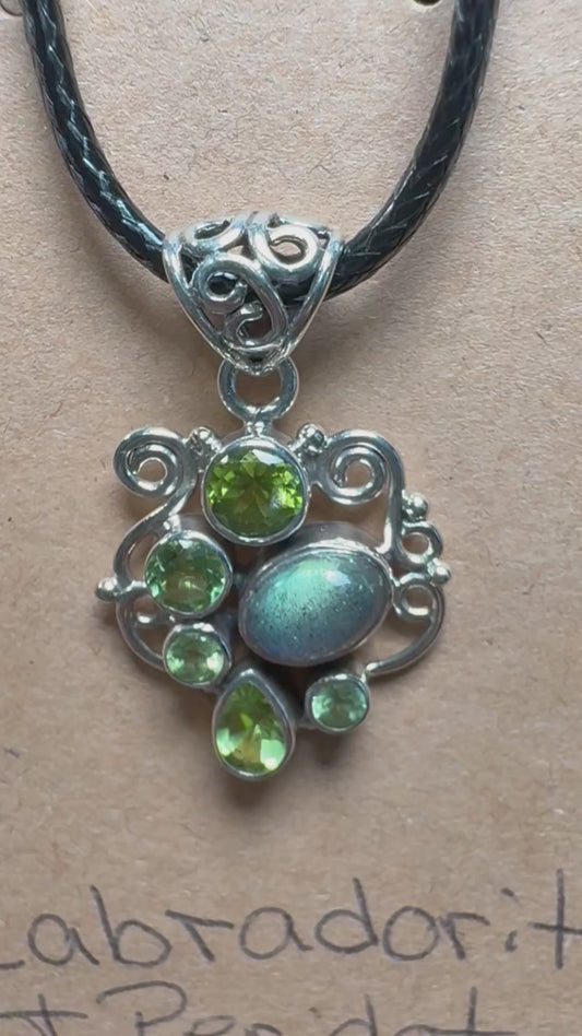 Labradorite/ Peridot Pendant Necklace| Protection, Abundance, Transformation